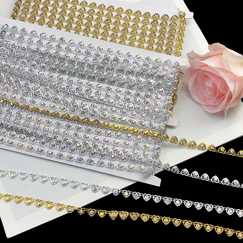 新款爱心手缝少数民族景颇族傣族苗族水钻链条服装配饰辅料花边