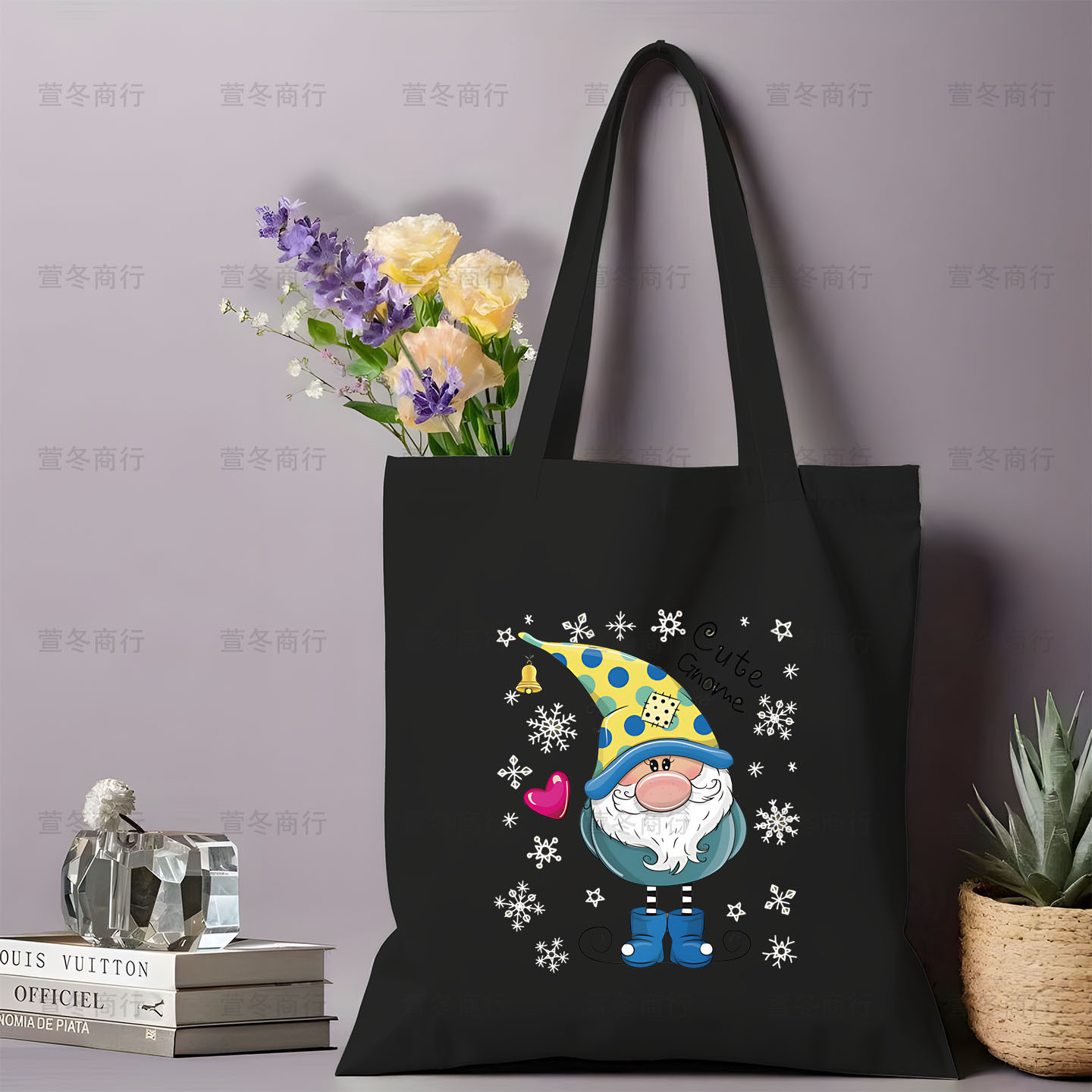 Bolsa de lona de Santa Claus de dibujos animados estudiantes bolsas de lona de mano de Navidad bolsas de hombro de gran capacidad ventas calientes transfronterizas