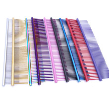 宠物用品不锈钢彩色排梳跳蚤梳美容梳子金毛长毛排梳批发