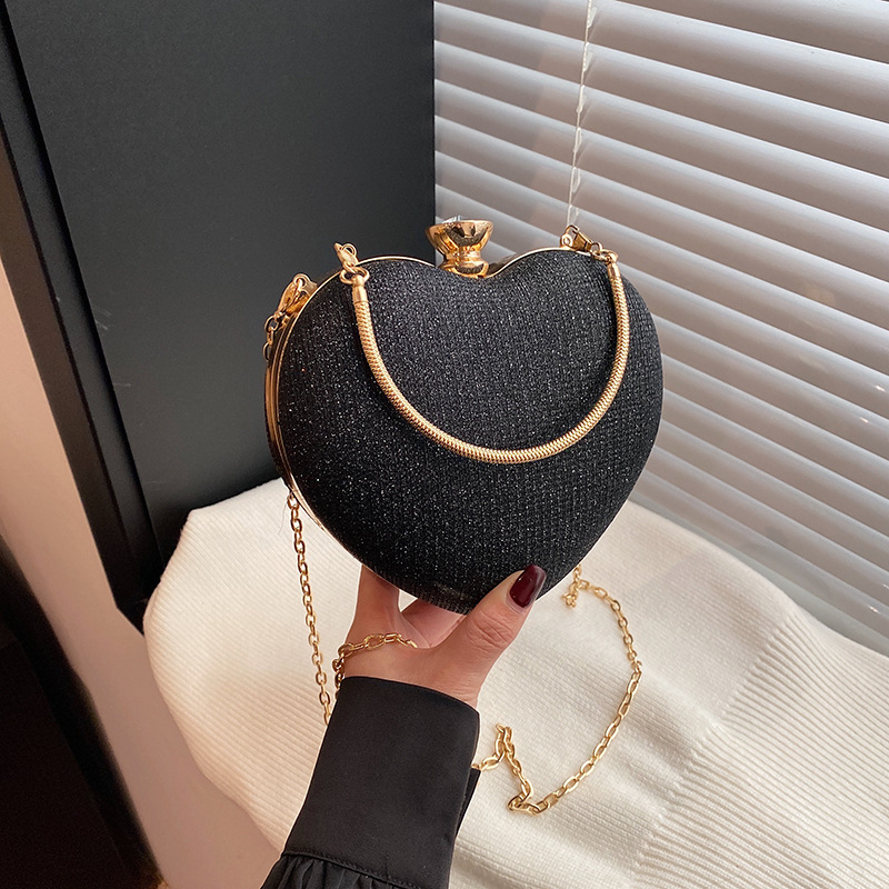 Borsa di nicchia, borsa a tracolla con catena, borsa da sera di lusso da donna, nuova borsa a forma di cuore in stile coreano, lusso leggero_voghion.com