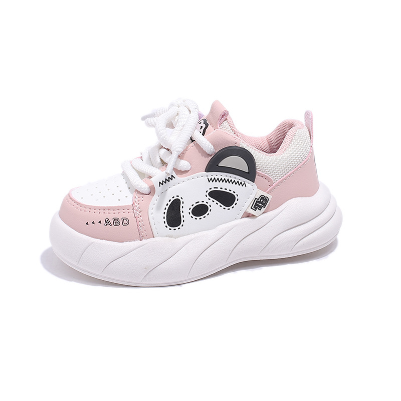 2025 Primavera y otoño Nuevos zapatos de panda de dibujos animados Suela suave antideslizante Zapatos deportivos para niños pequeños, medianos y grandes Venta al por mayor Zapatos individuales para niños