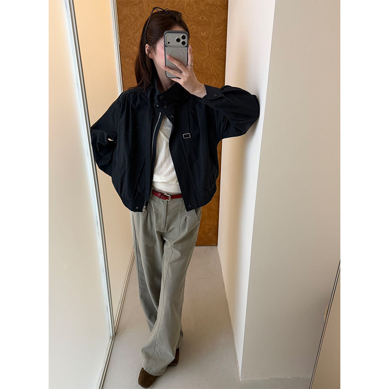 Allo Fu Korean-style cropped casual jacket for women, 2026 autumn women's clothing, petite workwear jacket 31199
