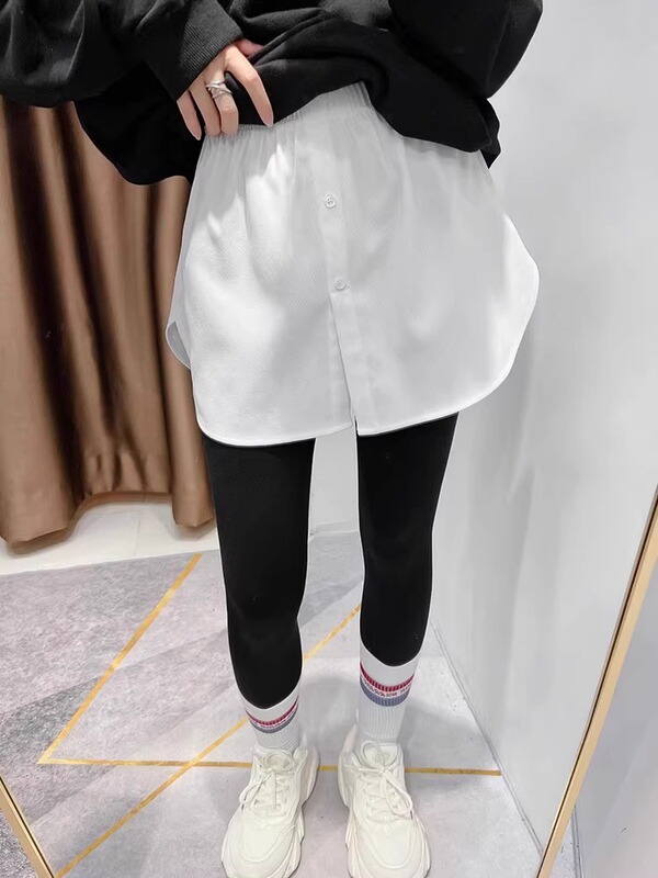 白色小屁帘女下摆春秋季内搭叠穿遮屁股T恤卫衣打底神器半身裙夏|undefined