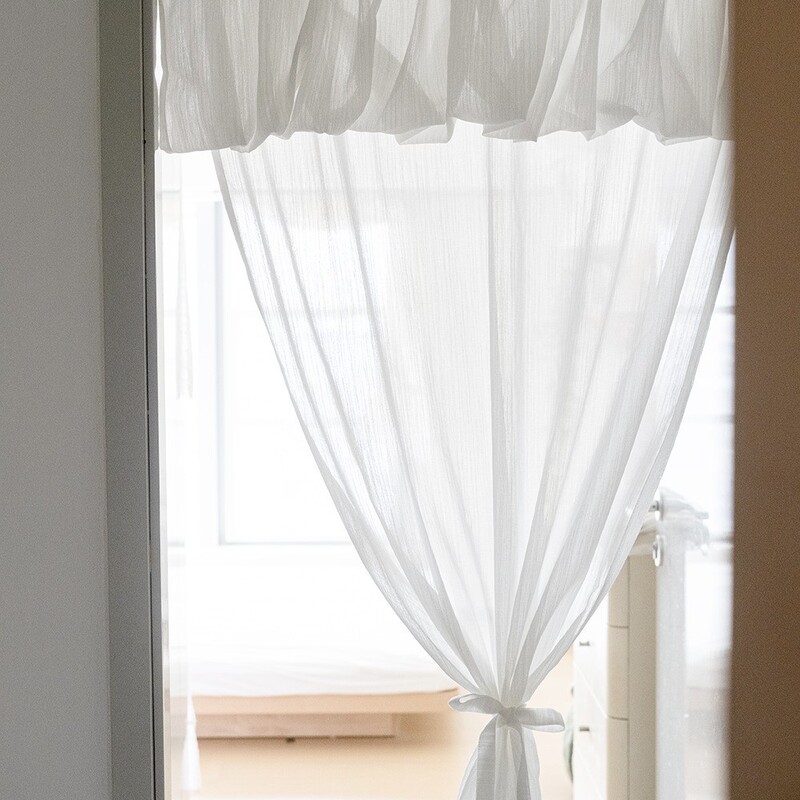 Hegaly Atmosphere Home Blogger Cloud Sheer Door Curtain Small Curtain Light-Transmitting Decorative Curtain No-Punch Simple Bedroom