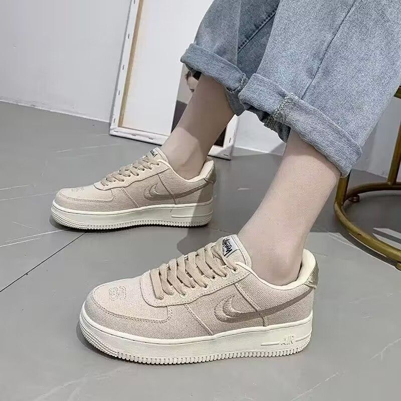 Af1 Air Force One Collaboration Embroidered Off-White Versatile Unisex Campus Casual Couple Sports Sneakers
