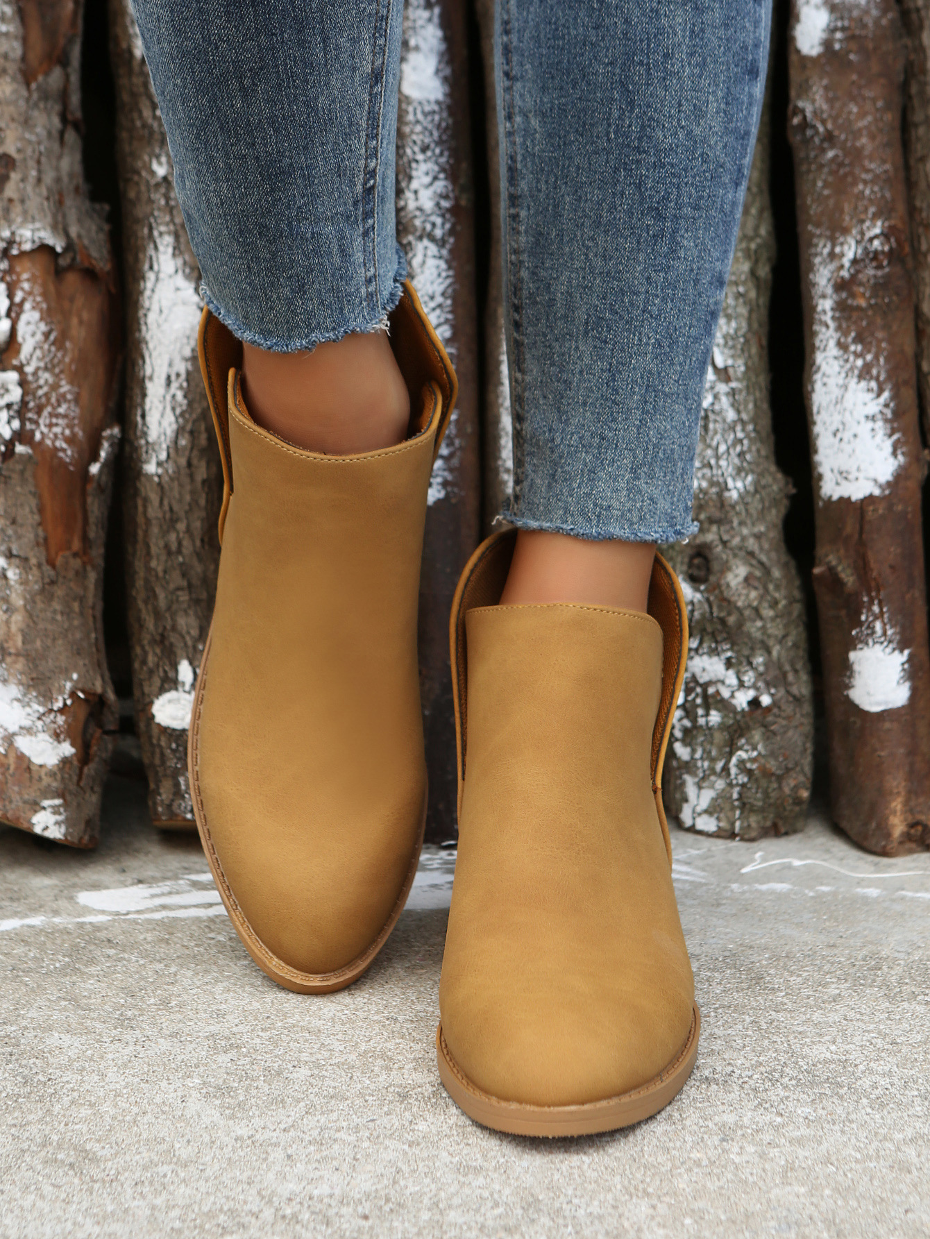 Neue große Wildlederstiefel für Damen mit Blockabsatz und einfarbigen Damenstiefeletten_voghion.com