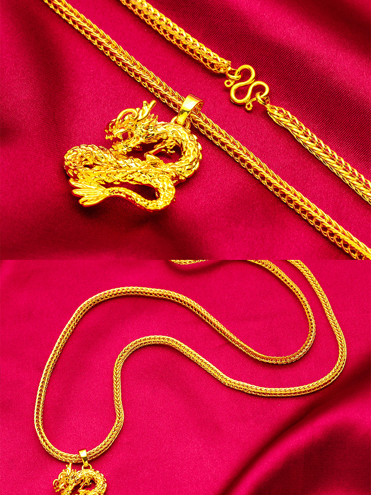 Dragon Gold Necklace Unisex Fox Tail Chain For Men And Women_voghion.com