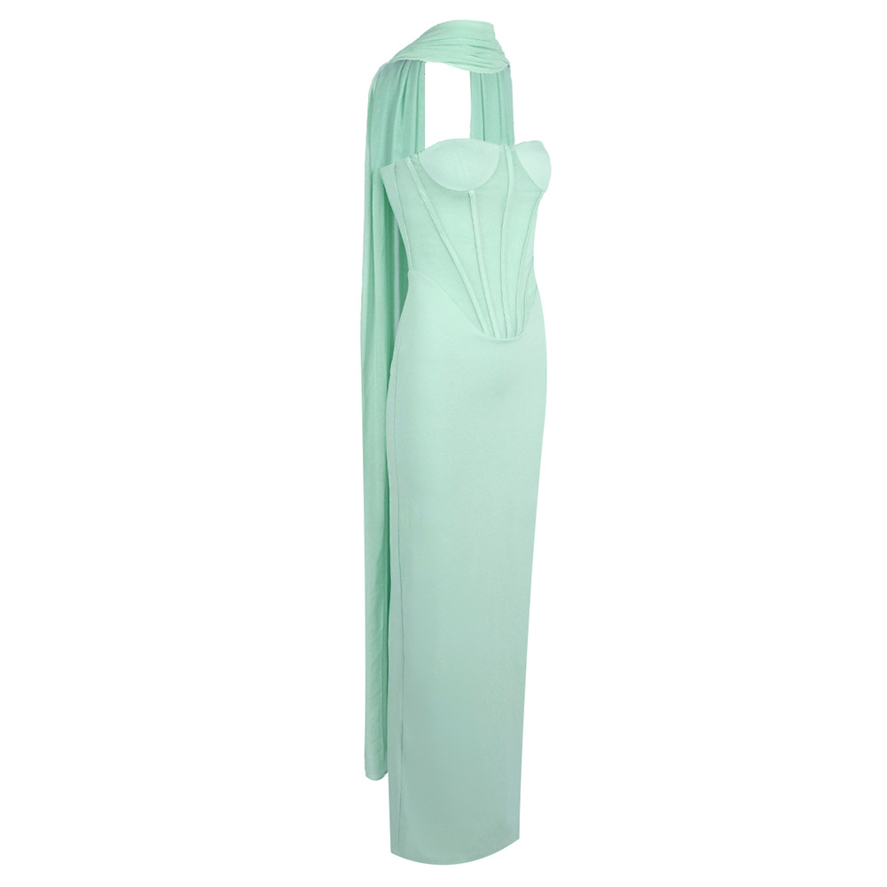 Light Green Halter Tulle Ribbon Dress Slimming High Waist Mop Dress 18 Light Green Halter Tulle Ribbon Dress Slimming High Waist Mop Dress