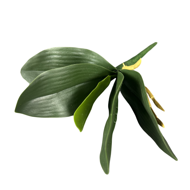 Hojas de orquídea simuladas con textura de goma suave al tacto, orquídea para decoración de bodas y hogar, accesorios de plantas artificiales en maceta.