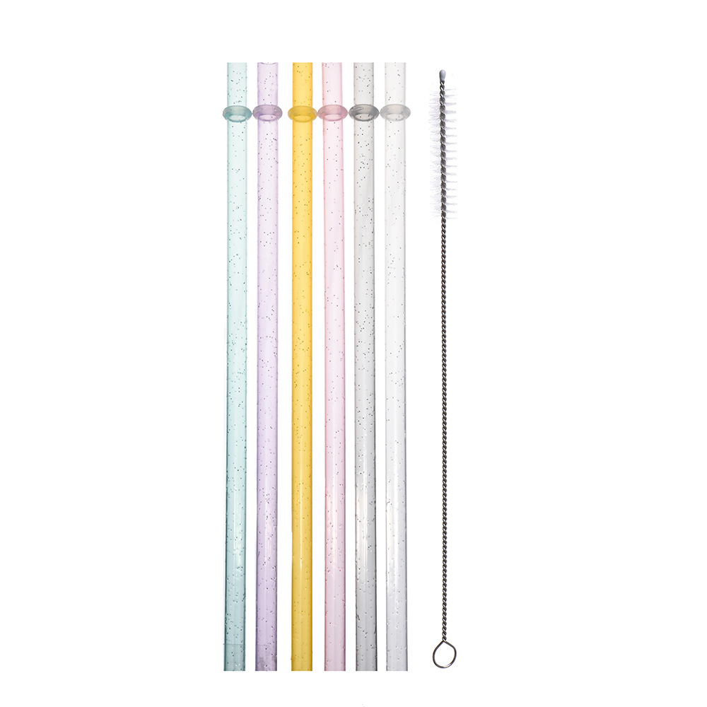 Nueva paja de plástico desechable color sólido paja de polvo de plata endurecida paja creativa paja de fiesta al por mayor