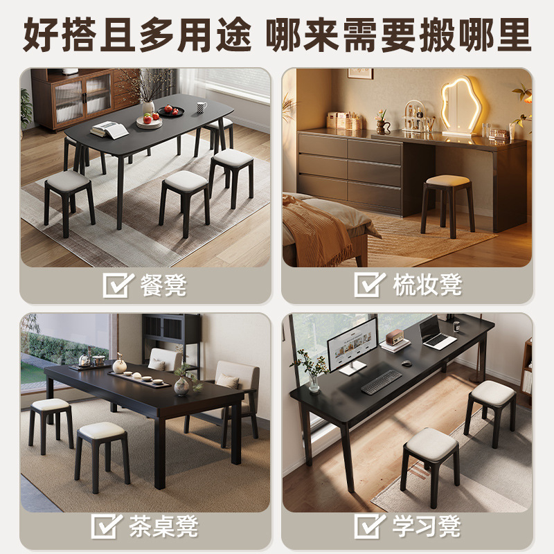Silla de comedor de madera maciza medieval, mesa y silla de comedor de paquete suave, taburete cuadrado para el hogar, taburete de té de tamaño pequeño, banco, silla italiana apilable