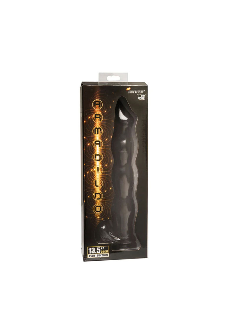 Large Caterpillar-Shaped Dildo, Ultra-Realistic Textured Design, Black PVC, Adult Sex Toy — detail image 3