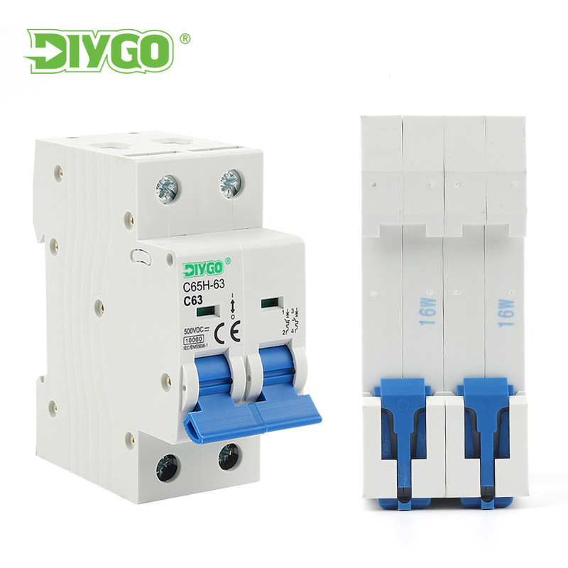 Photovoltaic Dc500V Air Switch Circuit Breaker C65 Dc Micro Circuit Breaker Switch Overload Short Circuit Protection 63A Photovoltaic Dc500V Air Switch Circuit Breaker C65 Dc Micro Circuit Breaker Switch Overload Short Circuit Protection 63A
