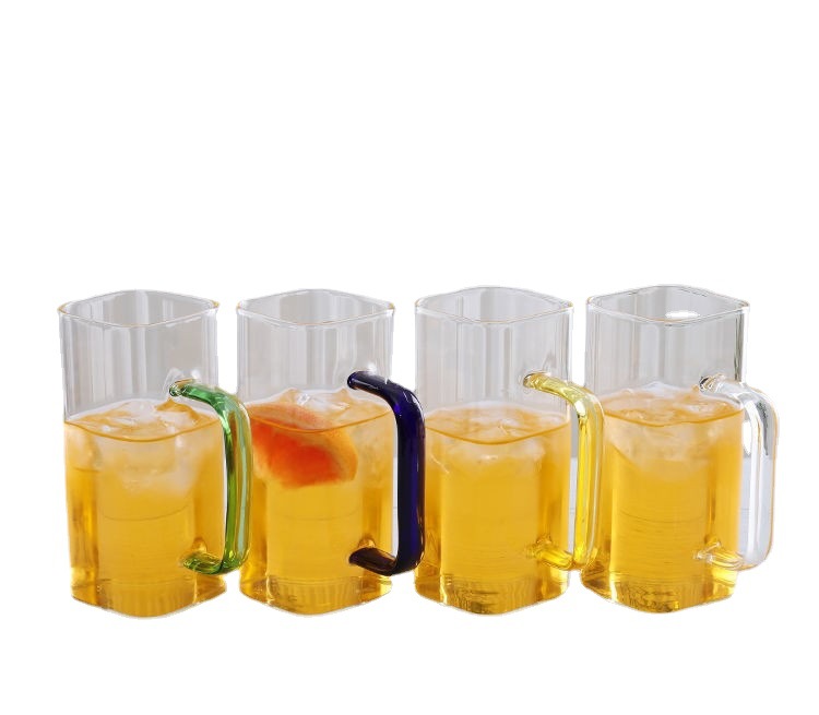 Taza de desayuno Taza de leche con mango hogar de vidrio resistente al calor con mango de color taza de jugo de desayuno resistente al calor taza de beber