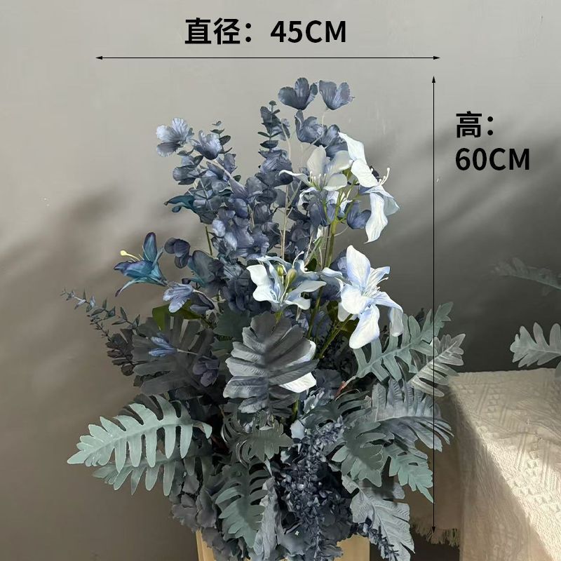 升级大尺寸订婚仿真花排花仿真绢花成品装饰尤加利花排台路婚礼|undefined