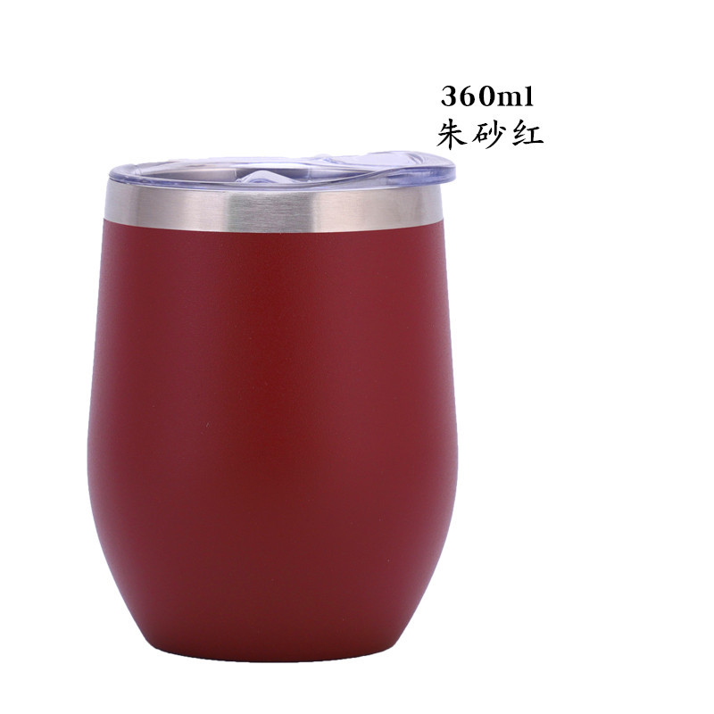 Taza de huevo transfronteriza de 12oz taza de vino tinto creativo taza de hielo en forma de U taza de cáscara de huevo rociada de acero inoxidable al vacío de doble capa personalizada