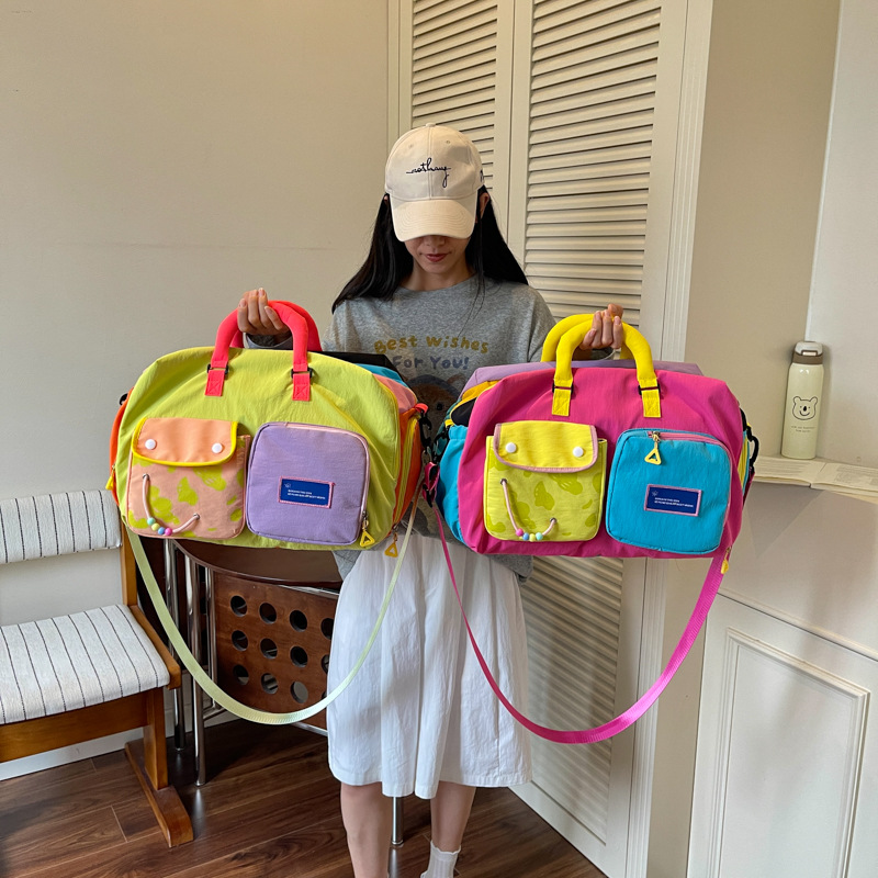 Dopamine travel bag, short trip tote bag, women's large capacity crossbody bag, sports yoga bag, fitness shoulder bag