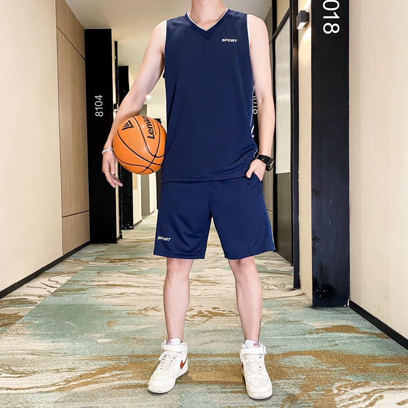 Traje de uniforme de baloncesto impresión de los hombres Verano de secado rápido deportes sueltos ins equipo de entrenamiento uniforme estudiante Jersey impresión