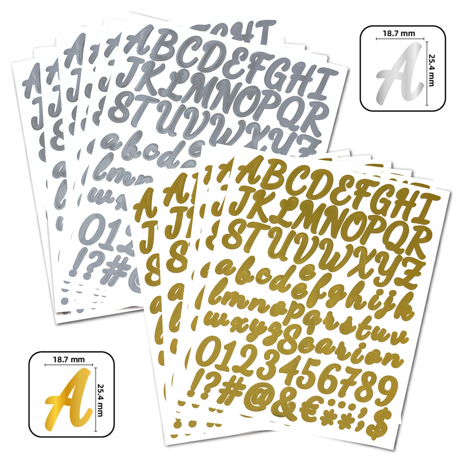 Горячее горячее серебро цветочная буква ручная наклейка водонепроницаемый размер буквы маленькая наклейка