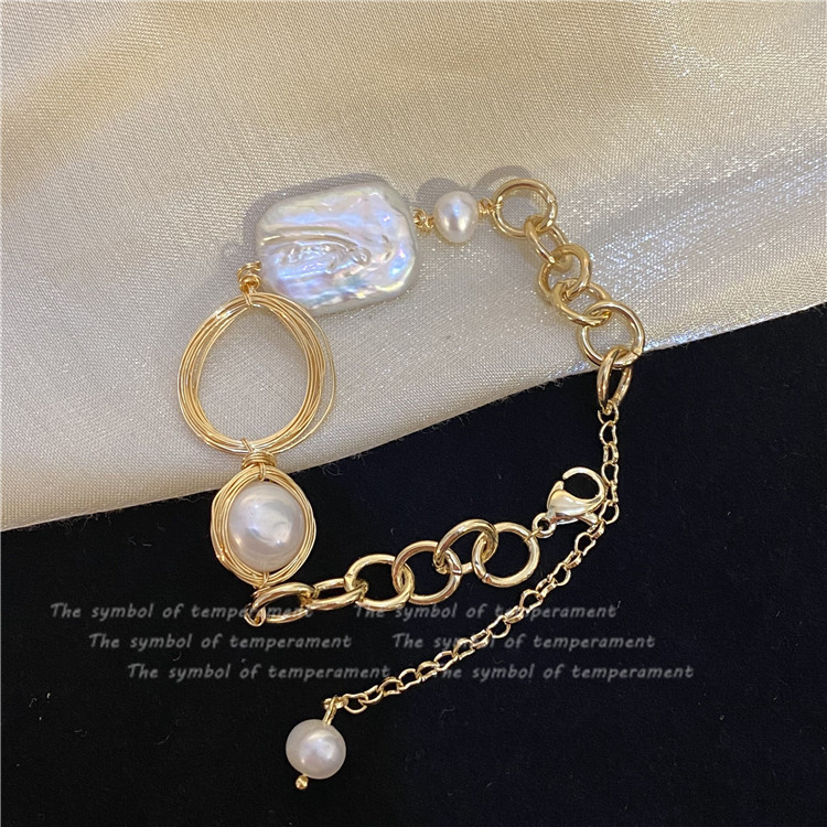 Freshwater Pearl Copper Elegant Simple Style Plating Geometric Bracelets display picture 2