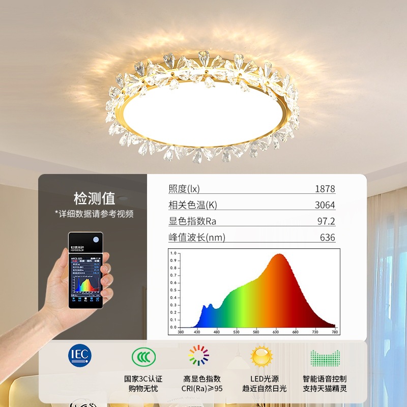Luz de techo del dormitorio de lujo vista jardín moderna lámpara de cristal simple luz de la habitación de chicas lámpara de techo Zhongshan 488L