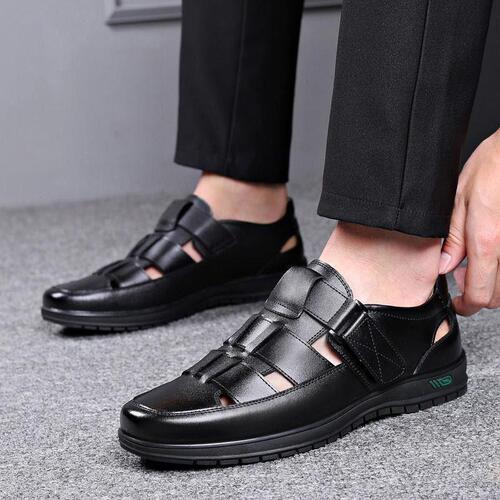 [100% full cowhide] processing broken size men's shoes genuine leather sandals summer non-slip dad shoes