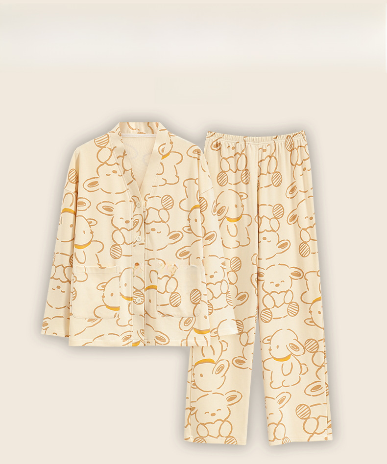 Baumwoll-pyjama-set Für Mädchen Langärmeliges Hausanzug-set Süß_voghion.com