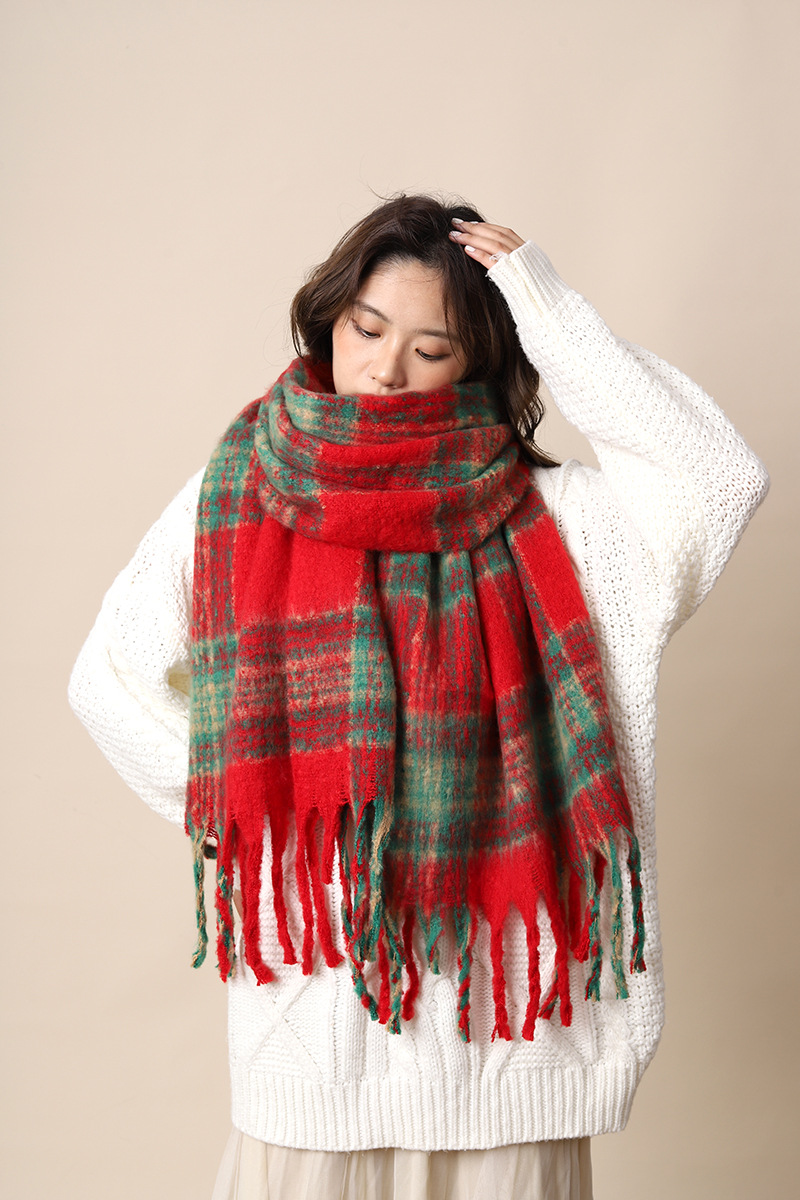 Sciarpa invernale in mohair con nappe di alta qualità, in cashmere marrone Maillard, per studenti, stile nuovo_voghion.com