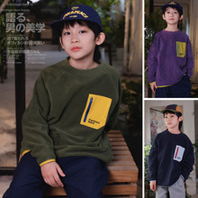 儿童摇粒绒卫衣2025秋季款户外运动男童双面抓绒保暖上衣儿童长袖