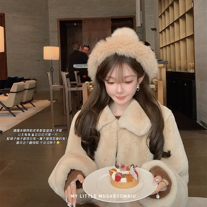 小个子秋冬新款环保皮草懒兔毛毛毛女装外套加厚宽松短款大衣