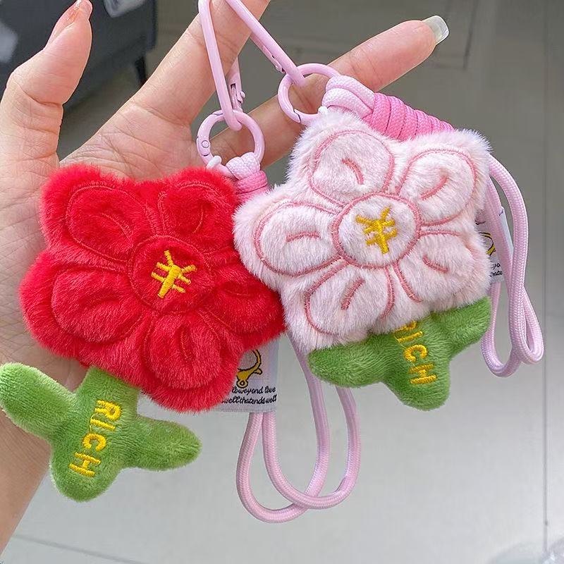 Creativo lindos colgantes de flores juguetes de peluche muñecas bolsas colgantes muñecas llaveros ramo muñecas al por mayor