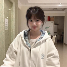 甜美少女感!!!【格纹拼接】韩系学院风连帽卫衣女INS加绒韩版外套