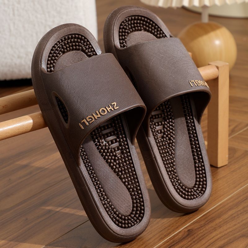 Plaid Massage Sandals for Men, Summer Outer Wear, Non-Slip Bathroom Slippers, Outdoor Sports Slippers, Lightweight Massage Slippers for Men