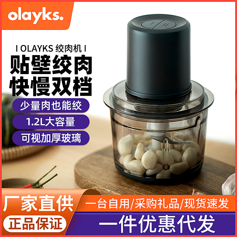 olayks欧莱克绞肉机家用电动小型迷你多功能打肉馅蒜泥神器辅食机