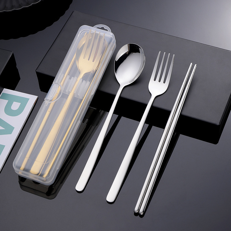 304 Korean-Style Color-Plated Stainless Steel Portable Cutlery Set, Spoon, Fork, and Chopsticks Three-Piece Travel Cutlery Set, Customizable with Logo 304 Korean-Style Color-Plated Stainless Steel Portable Cutlery Set, Spoon, Fork, and Chopsticks Three-Piece Travel Cutlery Set, Customizable with Logo