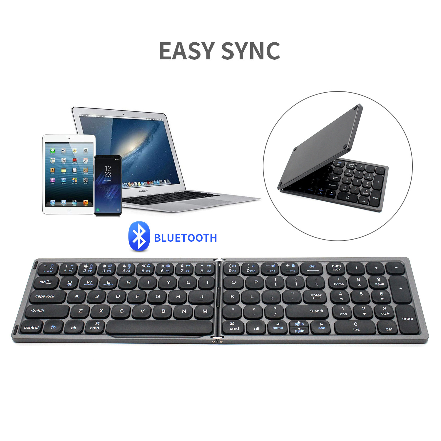 Bluetooth Folding Keyboard Mobile Phone Tablet Charging Silent Bluetooth Keyboard Two-fold Portable Independent Digital Zone
