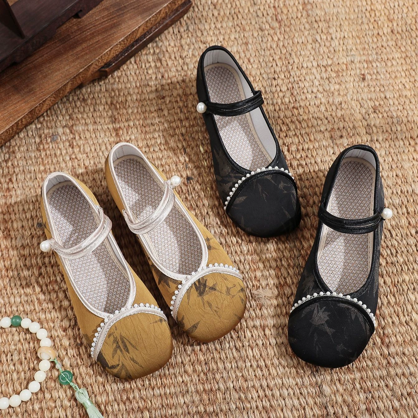 08-16 Zhongcan Cheongsam Langhua Pearl вышитые ботинки должны быть дома