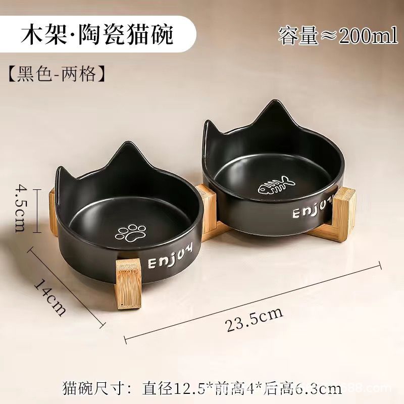 Tazón para gatos Tazón para comida para gatos de cerámica Tazón para mascotas Tazón para beber Tazón para alimentos Tazón para gatos todo en uno Tazón para gatos Tazón para perros No es fácil volcar el cuello