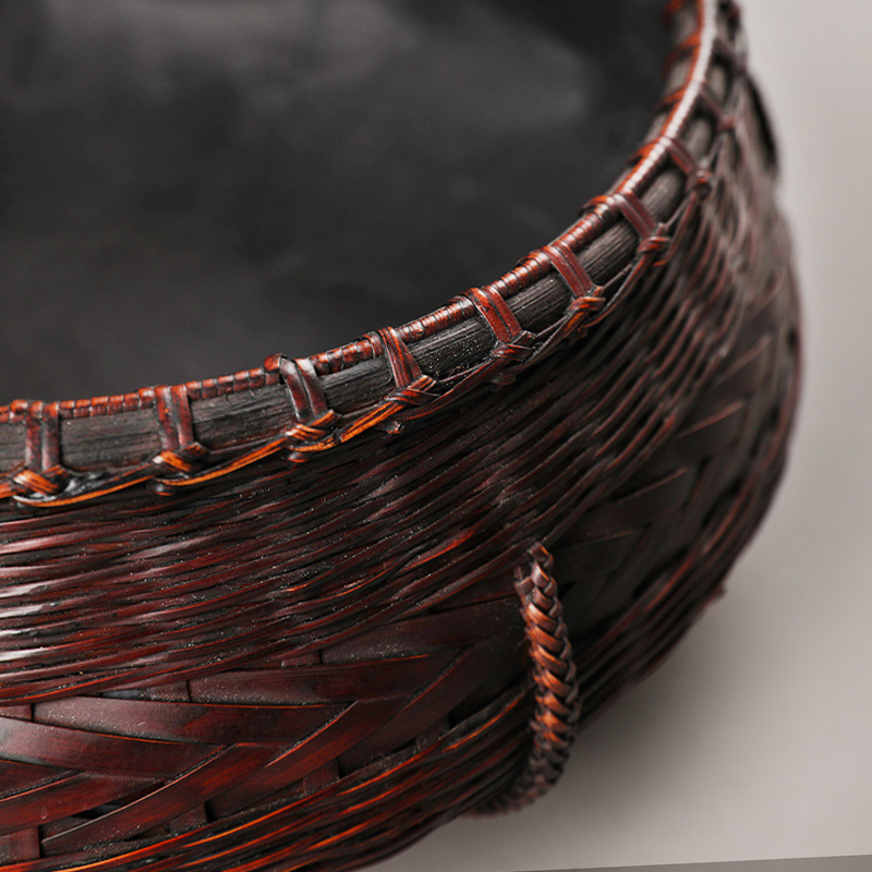 Cesta de carbono bambú tejido laca hecha a mano de oliva cubo de carbono Longye cubo de carbono a prueba de fugas Cesta de cenizas accesorios de té hervido una cerimonia de té lote