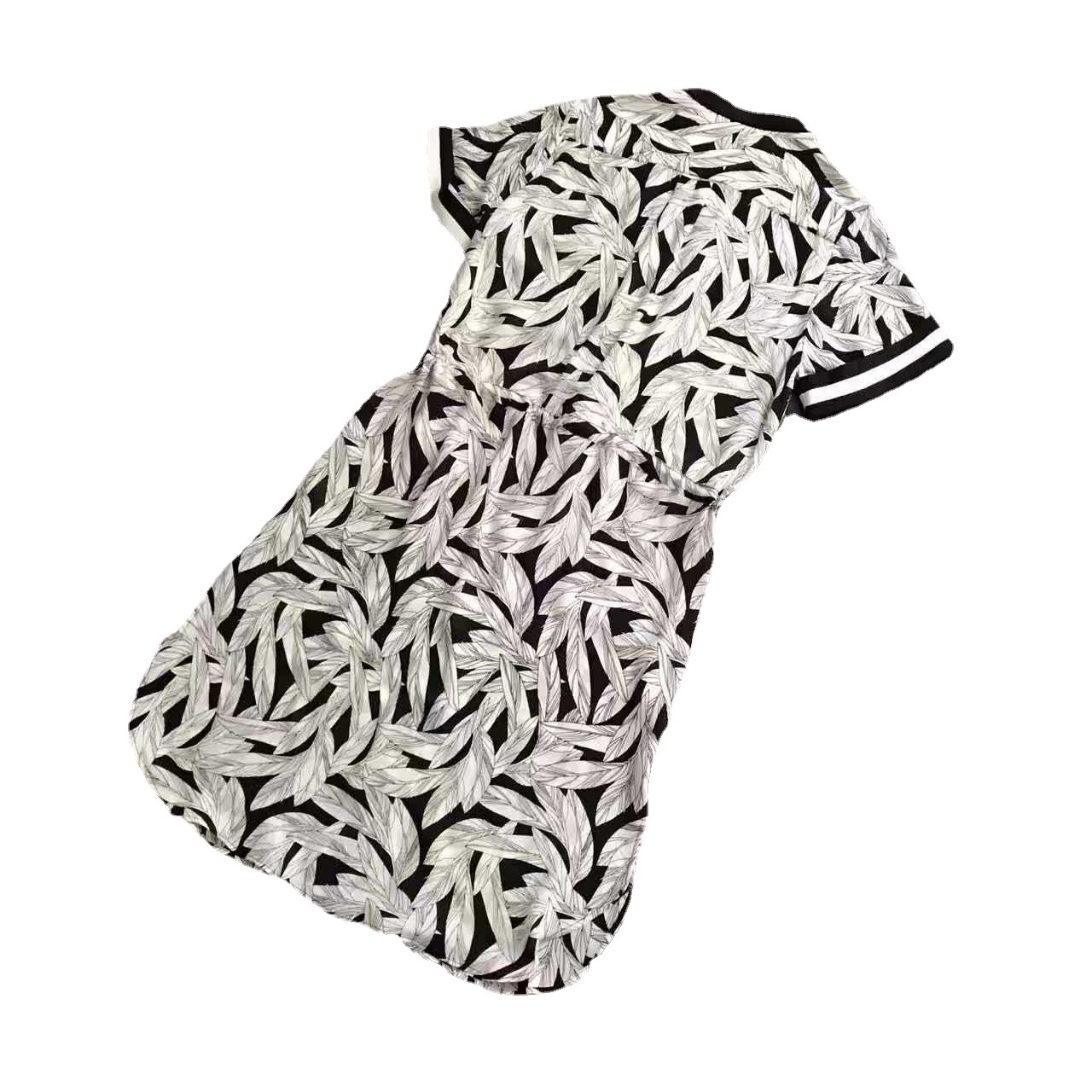 时尚几何图型条子气质女装，苎麻匹布女装面料数码加工印花KH4204