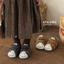 2025年冬季新款儿童休闲鞋韩版可爱卡通波点加绒女童贝壳头二棉鞋