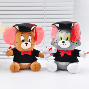 Authentic Tom and Jerry Graduation Season Stuffed Toy Doctor Hat Doll Graduation Blessings Tom Cat Doll Gift