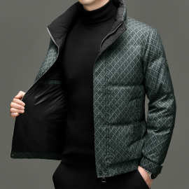 冬季高端2025新款秋冬季男士羽绒服加厚立领休闲白鸭绒男装外套潮