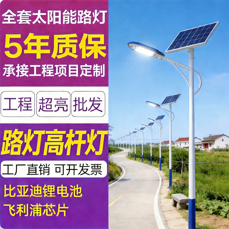 Municipal Engineering Solar Street Light High Pole Lamp 6m New Rural Outdoor Solar Lighting Lamp for Courtyard with Pole Municipal Engineering Solar Street Light High Pole Lamp 6m New Rural Outdoor Solar Lighting Lamp for Courtyard with Pole