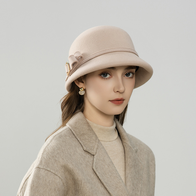 Mũ len beanie nữ phong cách Hepburn, chất liệu len pha, kiểu dáng thanh lịch thu đông — màu be