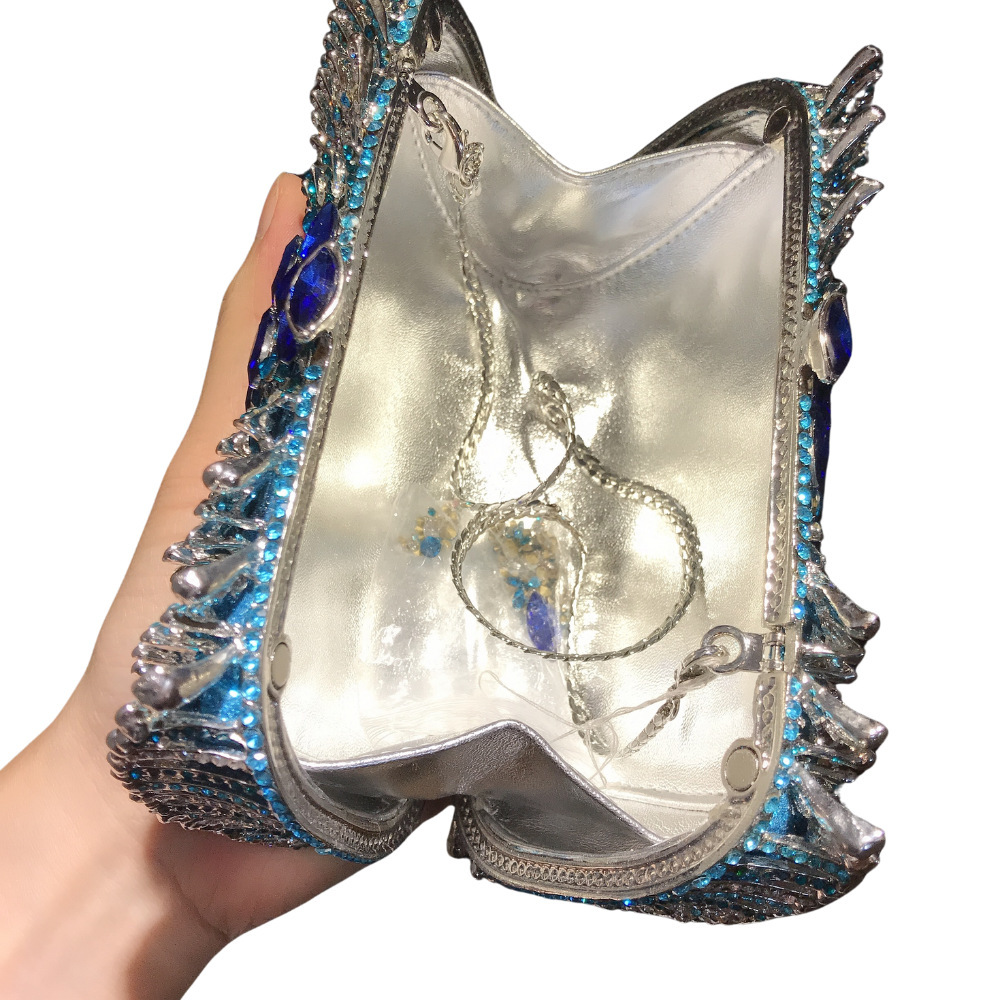 Nuevo paquete transfronterizo de diamantes para la cena, caja metálica vacía, bolso de mano para banquete de diamantes, bolsa de maquillaje para damas