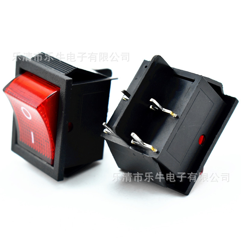 KCD4 4脚银触点带灯金属PCB船型开关摇杆开关线路板开关4P销针2档