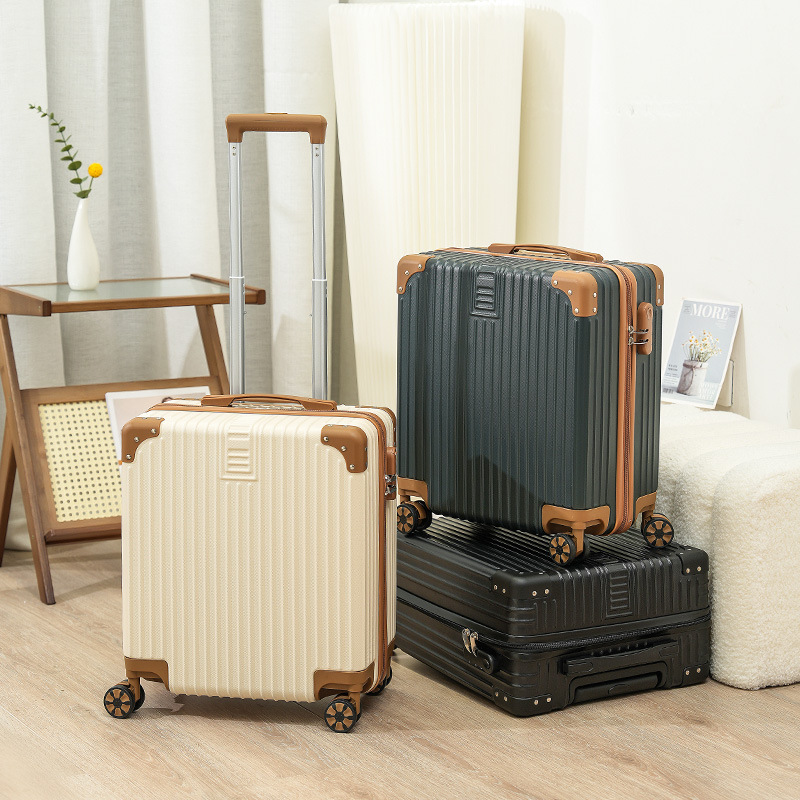 Maleta retro, maleta trolley de 18 pulgadas, maleta femenina, maleta de 20 pulgadas, rueda universal, contraseña de embarque para estudiantes, maleta de cuero