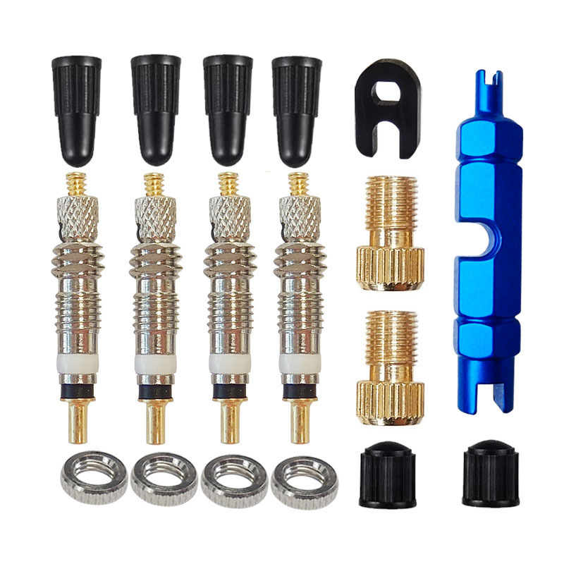 法式气门芯套装法嘴转换组合自行车美式法式扳手气嘴帽 维修工具