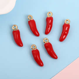 韩系创意仿真红辣椒合金吊坠手工制作钥匙扣发夹发饰耳饰饰品配件